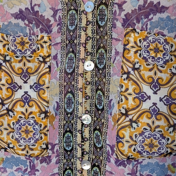 Anthropologie Fig and Flower S Boho Bohemian Hippie Sheer Tunic Top Cover Up - Picture 4 of 12